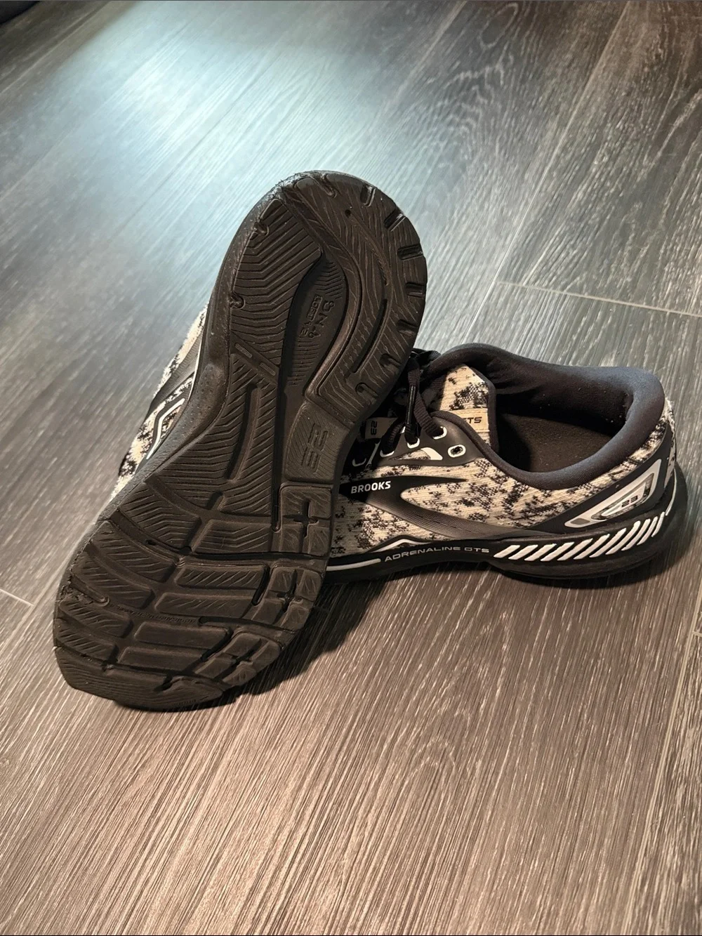 Brooks Black and White Knit Athletic Running Shoes